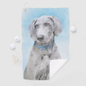 Weimaraner Malerei - Niedliche Original Hunde Kuns Golfhandtuch (Insitu)