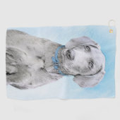 Weimaraner Malerei - Niedliche Original Hunde Kuns Golfhandtuch (Horizontal)
