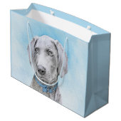 Weimaraner Malerei - Niedliche Original Hunde Kuns Große Geschenktüte (Rückseite Schrägansicht)