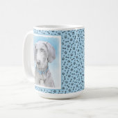 Weimaraner Malerei - Niedliche Original Hunde Kuns Kaffeetasse (Vorderseite Links)