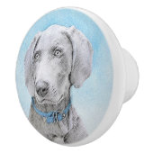 Weimaraner Malerei - Niedliche Original Hunde Kuns Keramikknauf (Rechts)