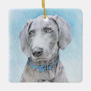 Weimaraner Malerei - Niedliche Original Hunde Kuns Keramikornament