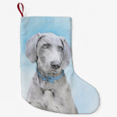 Weimaraner Malerei - Niedliche Original Hunde Kuns Kleiner Weihnachtsstrumpf (Vorderseite)