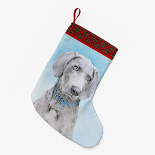 Weimaraner Malerei - Niedliche Original Hunde Kuns Kleiner Weihnachtsstrumpf