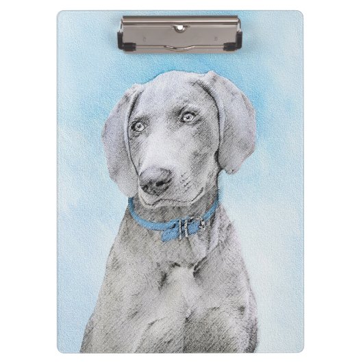 Weimaraner Malerei - Niedliche Original Hunde Kuns Klemmbrett (Vorderseite)
