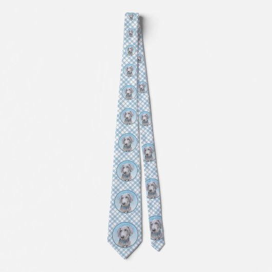 Weimaraner Malerei - Niedliche Original Hunde Kuns Krawatte (Vorderseite)