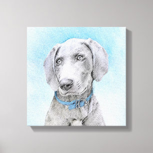 Weimaraner Malerei - Niedliche Original Hunde Kuns Leinwanddruck