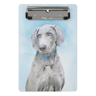 Weimaraner Malerei - Niedliche Original Hunde Kuns Mini Klemmbrett