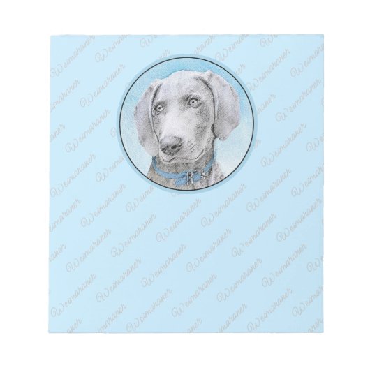 Weimaraner Malerei - Niedliche Original Hunde Kuns Notizblock (Vorderseite)