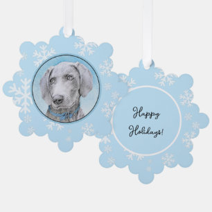 Weimaraner Malerei - Niedliche Original Hunde Kuns Ornament Karte