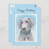 Weimaraner Malerei - Niedliche Original Hunde Kuns Postkarte (Vorne/Hinten)