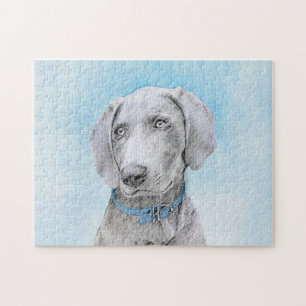 Weimaraner Malerei - Niedliche Original Hunde Kuns Puzzle