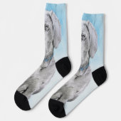 Weimaraner Malerei - Niedliche Original Hunde Kuns Socken (Linkes Detail)