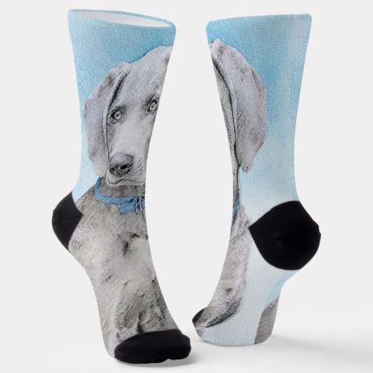 Weimaraner Malerei - Niedliche Original Hunde Kuns Socken (Gewinkelt)