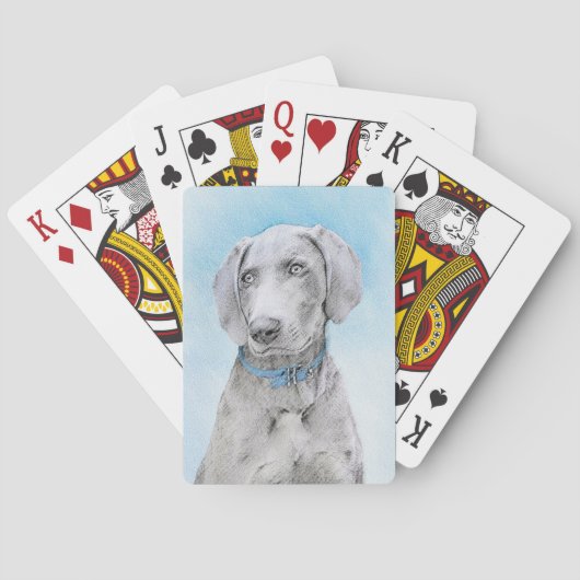 Weimaraner Malerei - Niedliche Original Hunde Kuns Spielkarten (Rückseite)