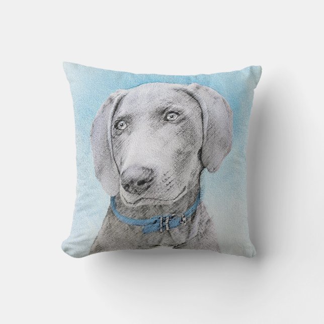 Weimaraner Malerei - Niedliche Original Hundekunst Kissen (Vorderseite)