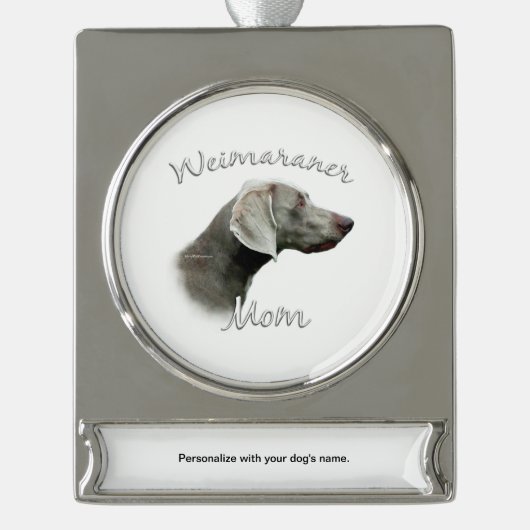 Weimaraner Mama 2 Banner-Ornament Silber (Vorderseite)