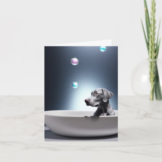 Weimaraner mit Blasen-Grußkarte Karte (Vorderseite)