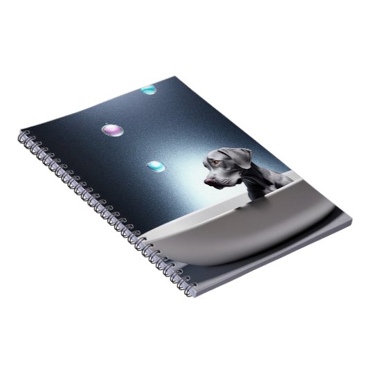 Weimaraner mit Bubbles SpiralNotebook Notizblock (Rechte Seite)