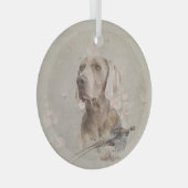 Weimaraner mit Fasant Ornament Aus Glas (Vorderseite Rechts)