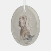 Weimaraner mit Fasant Ornament Aus Glas (Vorderseite links)