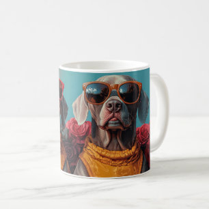 Weimaraner mit Herz-Rose Valentinstag Kaffeetasse