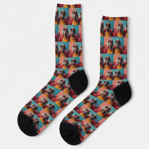 Weimaraner mit Herz Rosen Valentinstag  Socken