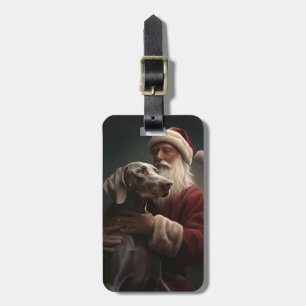 Weimaraner mit Santa Claus Festive Weihnachten Gepäckanhänger