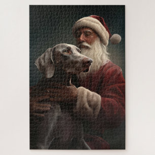 Weimaraner mit Santa Claus Festive Weihnachten Puzzle
