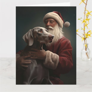 Weimaraner mit Weihnachtsmann Festive Weihnachten Karte