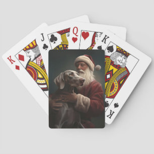Weimaraner mit Weihnachtsmann Festive Weihnachten Spielkarten