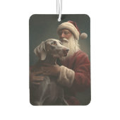 Weimaraner mit Weihnachtsmann Weihnachten Autolufterfrischer (Rückseite)