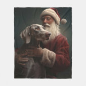 Weimaraner mit Weihnachtsmann Weihnachten Fleecedecke (Vorderseite)