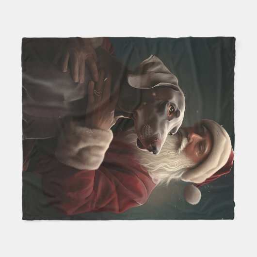 Weimaraner mit Weihnachtsmann Weihnachten Fleecedecke (Vorderseite (Horizontal))