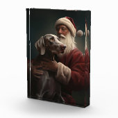 Weimaraner mit Weihnachtsmann Weihnachten Fotoblock (Rechts)