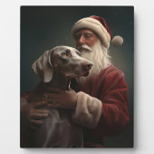 Weimaraner mit Weihnachtsmann Weihnachten Fotoplatte (Vorderseite)