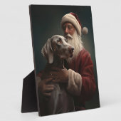 Weimaraner mit Weihnachtsmann Weihnachten Fotoplatte (Seite)