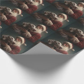 Weimaraner mit Weihnachtsmann Weihnachten Geschenkpapier (Ecke)