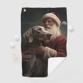 Weimaraner mit Weihnachtsmann Weihnachten Golfhandtuch (Insitu)