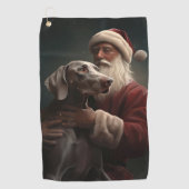 Weimaraner mit Weihnachtsmann Weihnachten Golfhandtuch (Vorderseite)