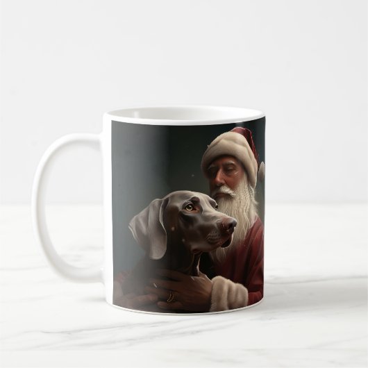 Weimaraner mit Weihnachtsmann Weihnachten Kaffeetasse (Links)