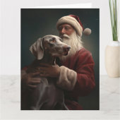 Weimaraner mit Weihnachtsmann Weihnachten Karte (Vorderseite)