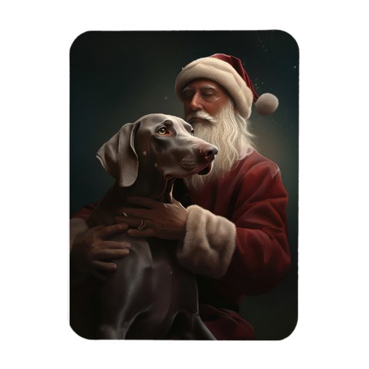 Weimaraner mit Weihnachtsmann Weihnachten Magnet (Vertikal)