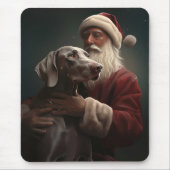 Weimaraner mit Weihnachtsmann Weihnachten Mousepad (Vorne)