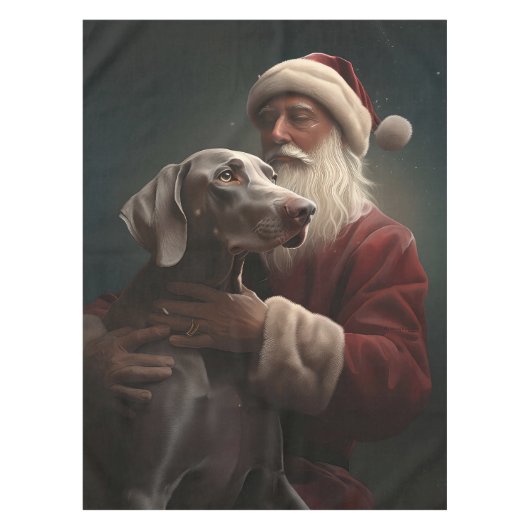 Weimaraner mit Weihnachtsmann Weihnachten Tischdecke (Vorderseite)
