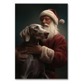 Weimaraner mit Weihnachtsmann Weihnachten Tischnummer (Vorderseite)