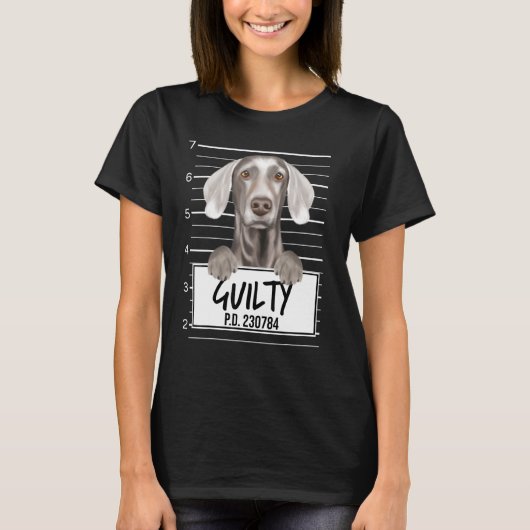 Weimaraner Mugshot Guilty Dog T-Shirt (Vorderseite)