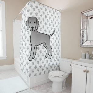 Weimaraner Niedlich Cartoon Dog Illustration & Paw Duschvorhang