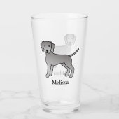 Weimaraner Niedlich Cartoon Dog & Name Glas (Rückseite)