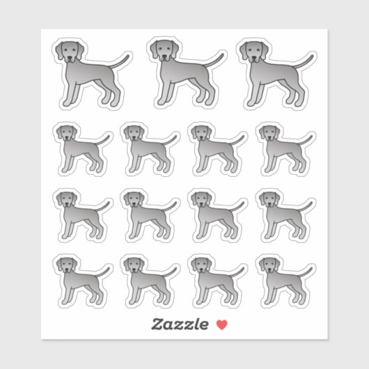 Weimaraner Niedlich Cartoon Hunde Aufkleber (Blatt)